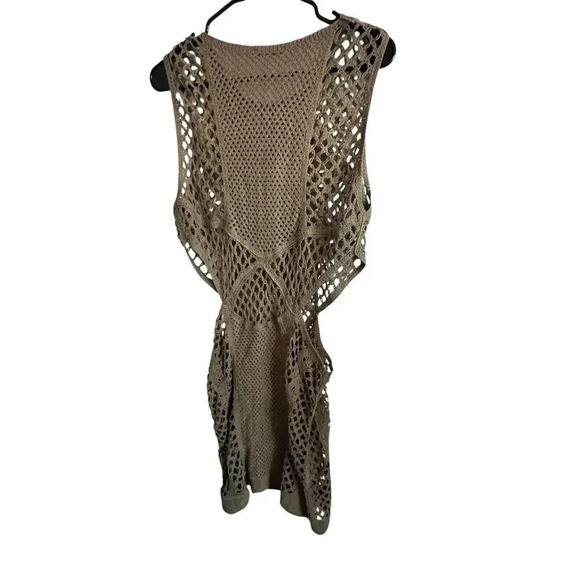 NWT Zara Mesh Green Side Cutout Crochet Mini Dress Size Large - Picture 4 of 7